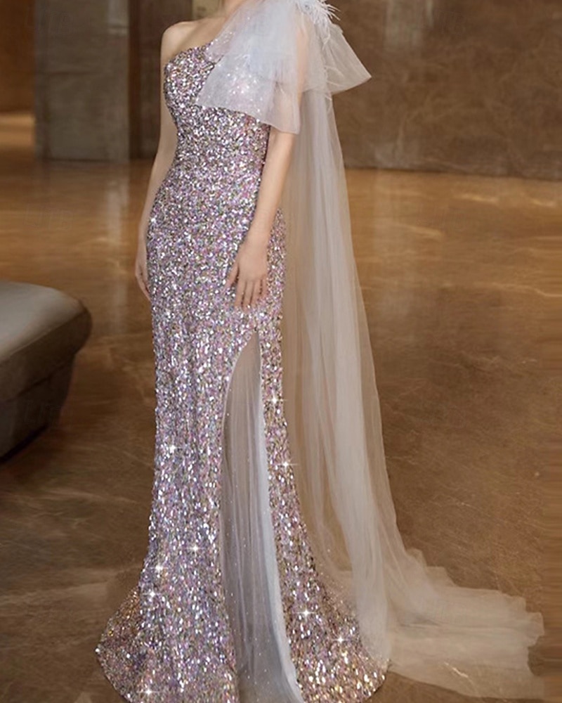 Ligne A Robes de soirée Élégant Robe Mariage robe demoiselle d honneur Traîne Balayage Sans manches Épaules Dénudées Polyester Dos nu avec Imprimé floral 2025 de 2025 ? $150.99 –P1