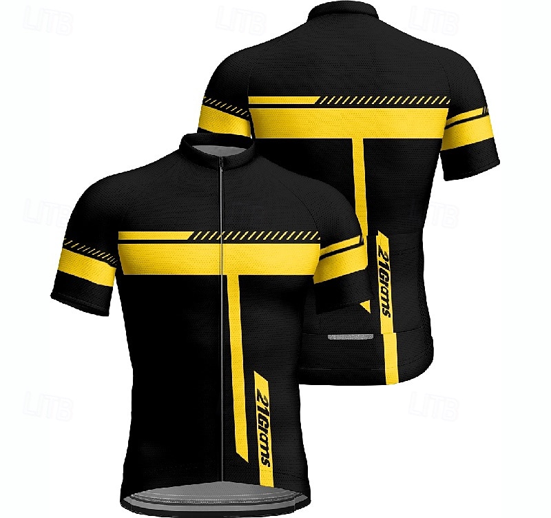 Voor heren Wielrenshirt Korte mouw Fietsen T-shirt Shirt met 3 achterzakken Bergracen Ademend Sneldrogend Anatomisch ontwerp Lampenkatoen Geel Rood Blauw Sport Kleding 2025 - $25.99 –P2
