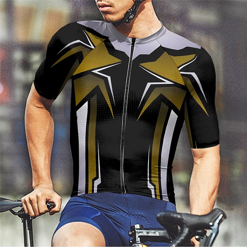 Bărbați Jersey de ciclism Manșon scurt Bicicletă Tricou Tee Jerseu cu 3 buzunare spate Ciclism montan Respirabil Uscare rapidă Proiectare anatomică Wicking Galben Rosu Albastru Sport Îmbrăcăminte 2025 - $25.99 –P15