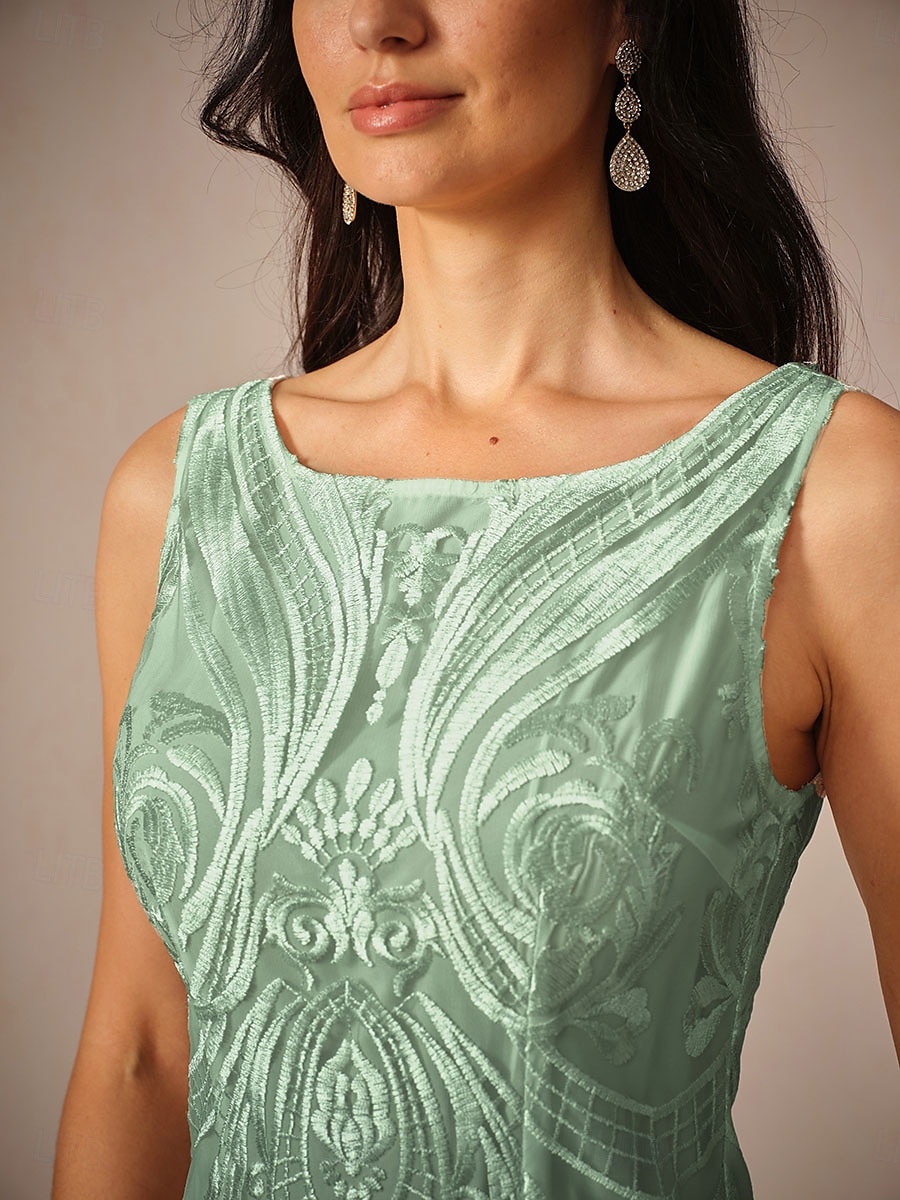 Damen Teelänge Kleid-Set Überwurf Elegant Party Hochzeitsgast Cocktailparty Lässiger Schnitt Halbarm Rundhalsausschnitt Salbeigrün Sommer 2025 - $49.99 –P4