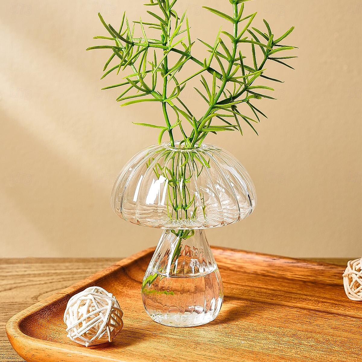 gjennomsiktig glass soppformet vase, innendørs bordplate blomsteroppsatsbeholder, koselig midtpunkt for hjemmet og spisestuen, egnet for blomster, grønne planter og hydroponisk dekor 2025 - $8.99 –P3