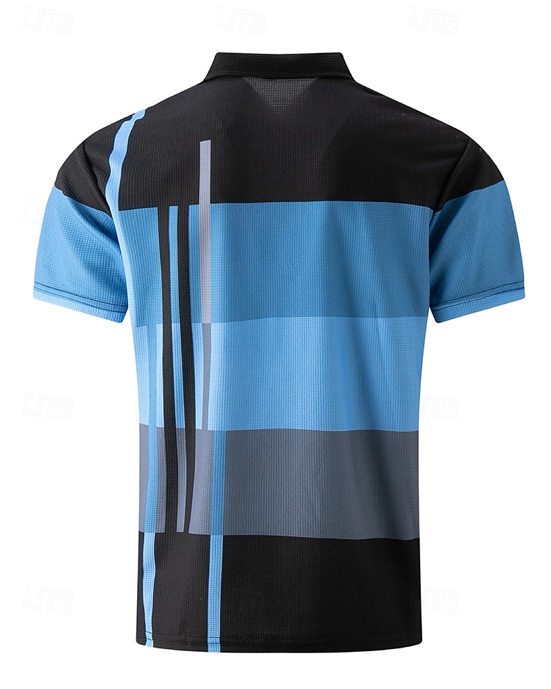 Herr Golftröja Golf pikétröjor Arbete Ledigt Kavajslag Kortärmad Grundläggande Modern Rand Lappverk Knappar Sommar Normal Rosa + Orange Mörkrosa Blå Purpur Orange Grön Golftröja 2025 - GBP £18 –P3