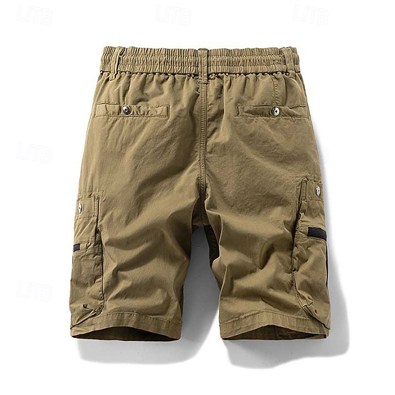 Men's Cargo Shorts Shorts Summer Shorts Drawstring Elastic Waist Zipper Pocket Plain Comfort Wearable Knee Length Outdoor Sport Daily Fashion Casual Black Brown 2026 - $39.99 –P8