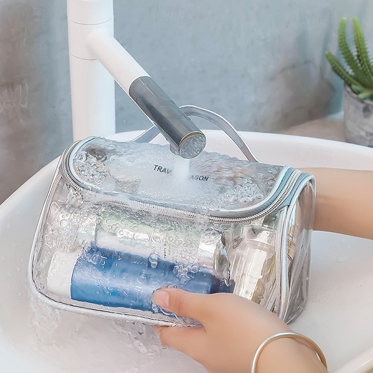 borsa da toilette trasparente, organizer da viaggio per cosmetici di grande capacità ed elegante, custodia portatile per il trucco del 2025 a $9.99 –P6