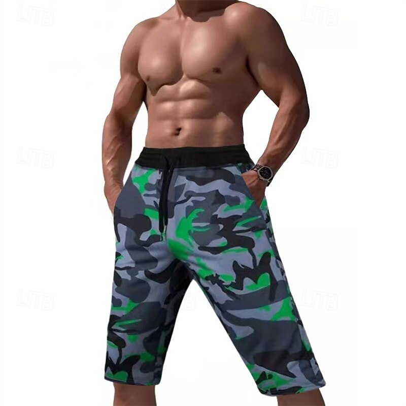 Ανδρικά Κάπρι παντελόνια Σορτς Camo Καλοκαιρινό σορτς Τσέπη Κορδόνι Ελαστική μέση Γραφική Καμουφλάζ καμουφλάζ Άνεση Αναπνέει Μήκος μοσχάρι ΕΞΩΤΕΡΙΚΟΥ ΧΩΡΟΥ Διακοπές Αθλητισμός Καθημερινό 2026 - $20.99 –P8