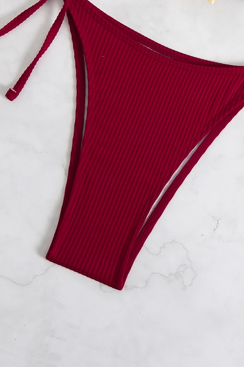 Női Fürdőruha Bikini 2 darab Fürdőruha Nyitott hátú Tropikus Strandruházat Sima Kötőfék nyaka Ujjatlan Fürdőruhák 2025 - $22.99 –P14
