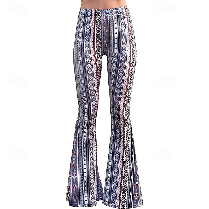 Retro Vintage 1960s Hippie Long Length Dude Funk Bell Bottom Pants Hippie Disco Printing Fit & Flare Women's Carnival Costume Carnival Daily Wear Pride Parade Pride Month Adults' Pants Spring & Summer 2025 - $17.49 –P14