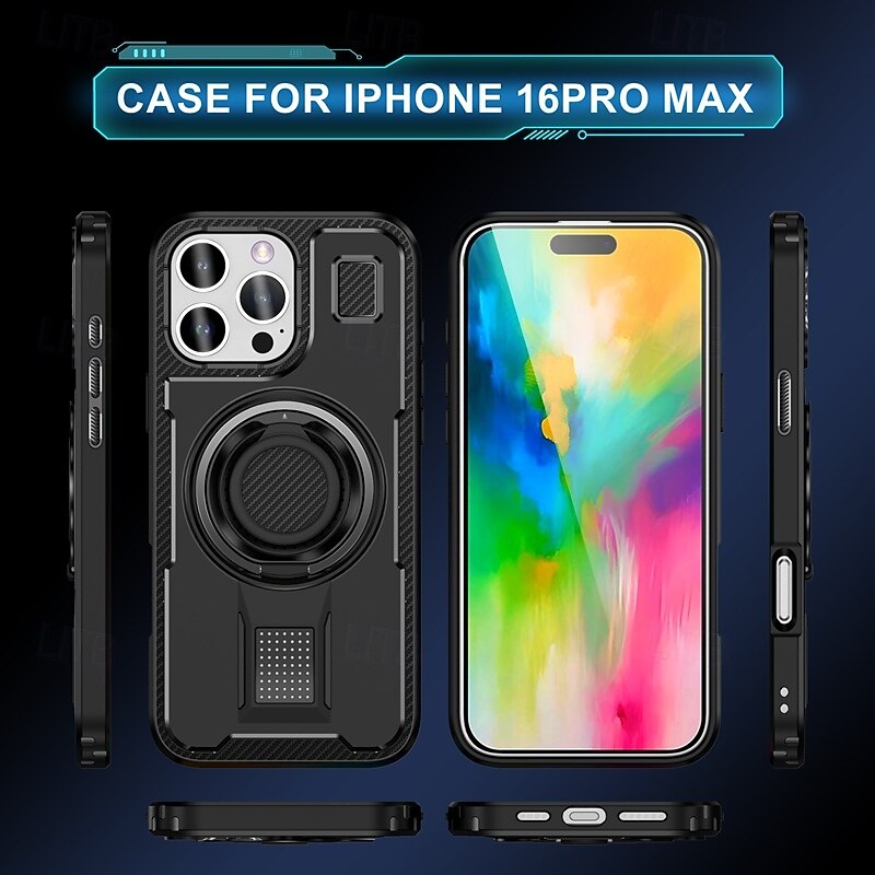 Phone Case For iPhone 16 15 14 Pro Max Plus 13 12 Pro Max Back Cover Ring Holder Shockproof Retro TPU PC 2025 - $9.99 –P4