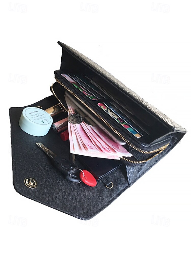 Women's Embossed Butterfly Floral Faux Leather Clutch - With Chain, Can Be Carried One Shoulder or Crossbody, Multi-compartment Zipper Pockets, Suitable for Daily Gatherings and Evening Party Events 2025 - $29.99 –P8