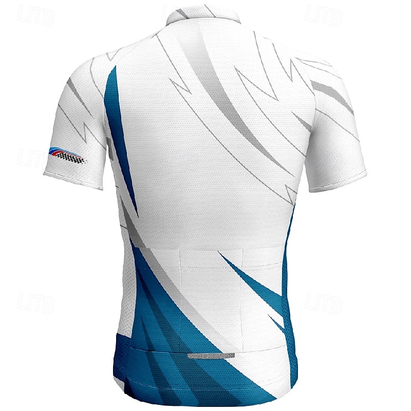 Męskie Koszulka rowerowa Geometryczny Krótki rękaw Rower Tee Tshirt Dżersej z 3 tylnymi kieszeniami Kolarstwo górskie Szybkie wysychanie Anatomiczny kształt Odprowadzające wilgoć Oddychający Sport 2026 - $30.99 –P15
