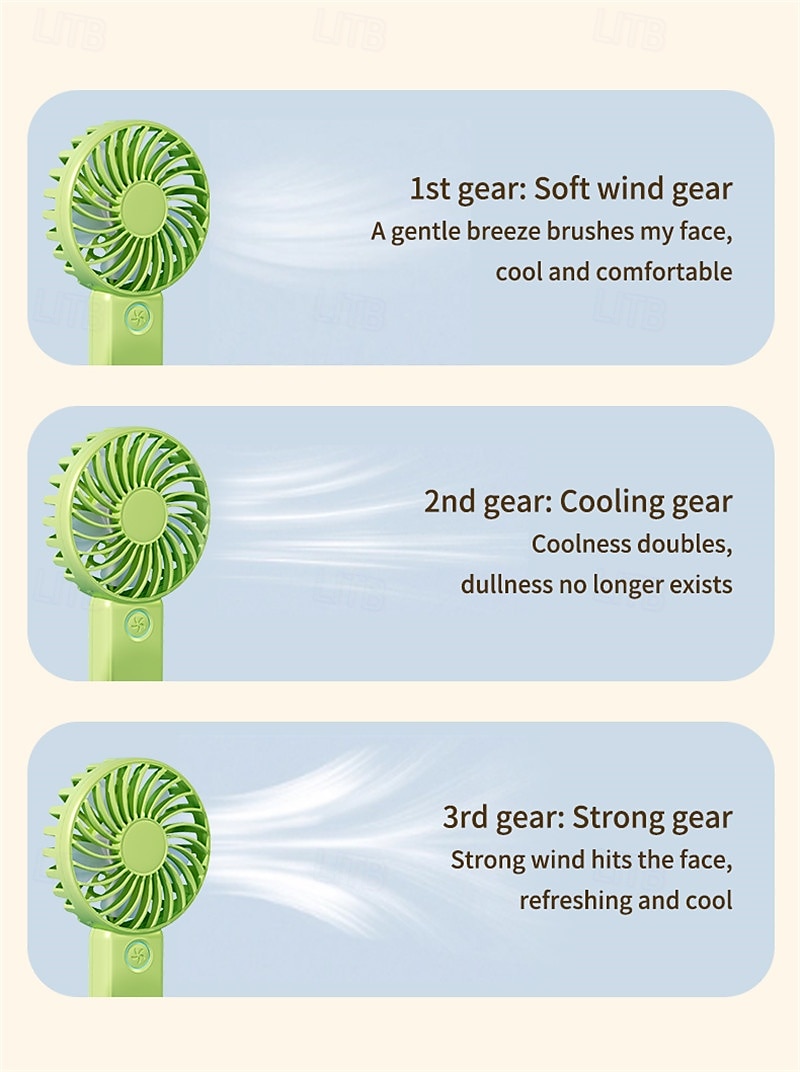 3-Speed Portable Cooling Fan – USB Rechargeable Handheld Electric Fan with 1200mAh Battery for Personal Use 2025 - $13.99 –P6