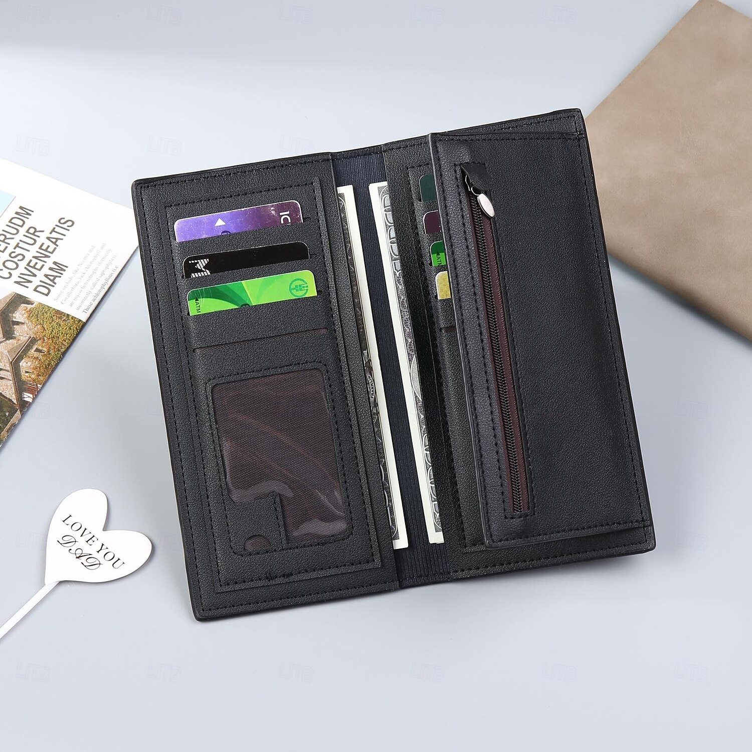 Gepersonaliseerde Foto Lederen Portemonnee Aangepast Beste Cadeau voor Vader Gegraveerde Portemonnee voor Echtgenoot Vriend Vaderdag Verjaardag Jubileum Bruiloft Cadeau 2025 - $15.49 –P3