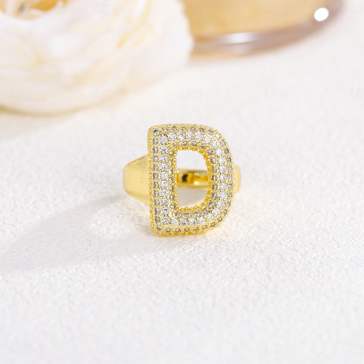 Personalized Letter Ring, Gift for Mom, 18K Gold Plated Adjustable Ring, Copper with Zircon, Open Band Initial Ring, Elegant and Stylish Jewelry for Women 2025 - AU $6.89 –P10