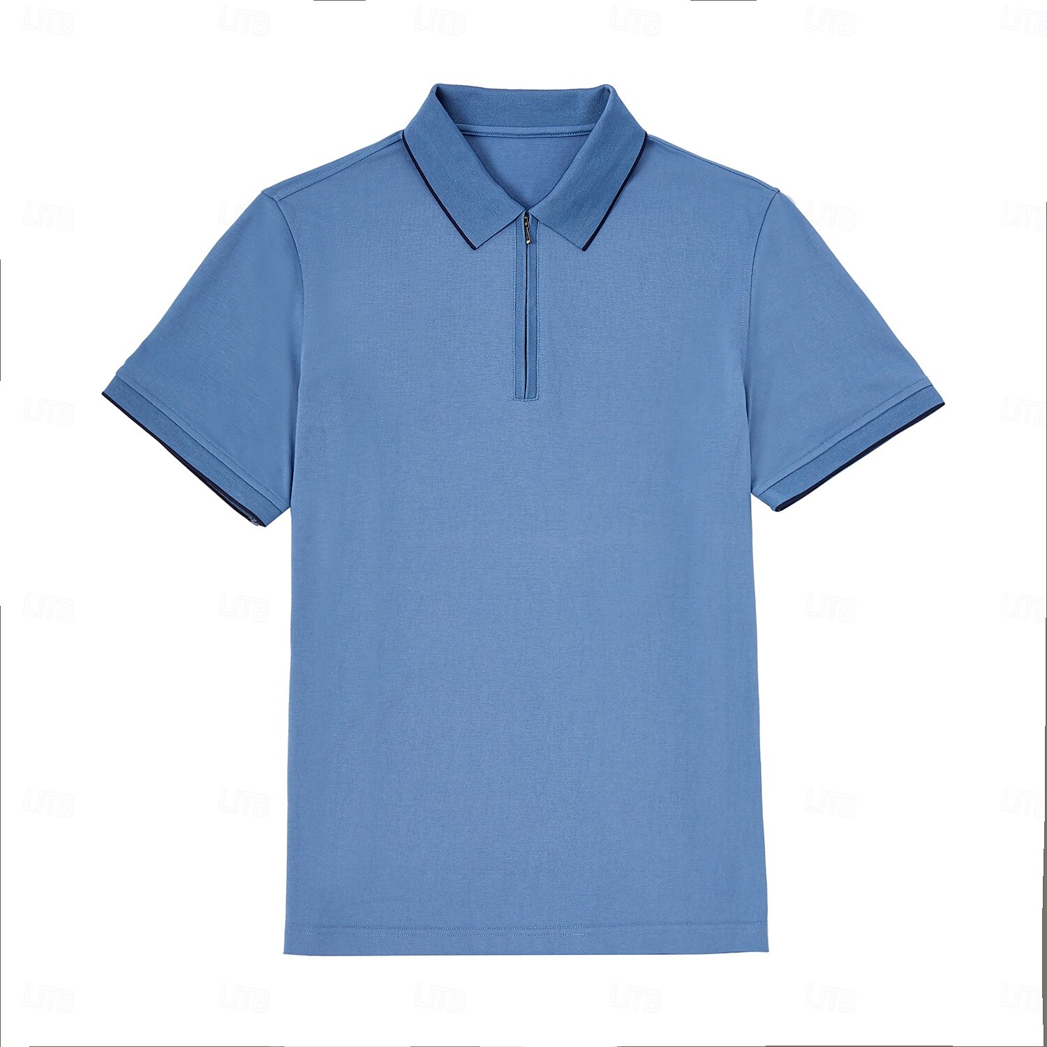 Pulover polo tricotat pentru bărbați, din amestec de mătase și bumbac, stil business casual, cu rever, mânecă scurtă, formal, cu fermoar, în blocuri de culori, vară, negru, albastru, gri 2025 - $49.99 –P6