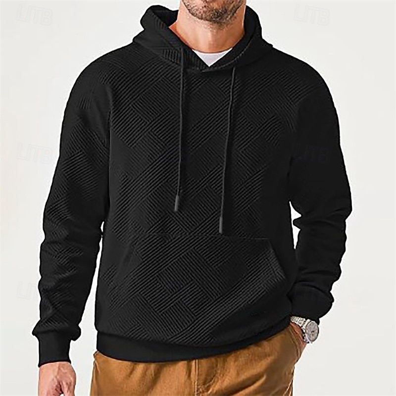 Bărbați Hanorac cu Glugă Caisă Negru Capișon Simplu Jacquard Buzunar Sporturi & Exterior Zilnic Concediu Poliester Șic Stradă De Bază Casual Vară Primăvară Îmbrăcăminte Hanorace hanorace 2025 - AU $36.39 –P12