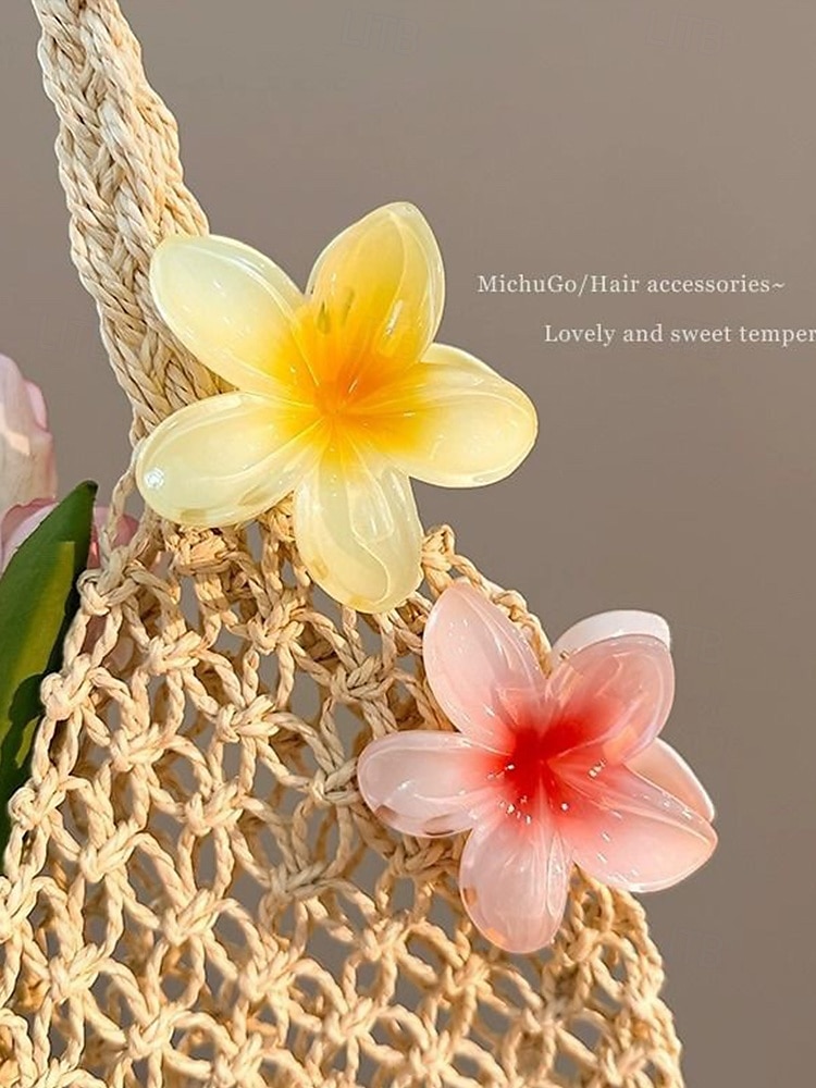 6PCS Hawaiian Plumeria Flower Hair Clips – Tropical Resin Hair Accessories for Women & Girls, Beach Wedding, Luau Party & Summer Vacation Styling 2025 - $11.99 –P8