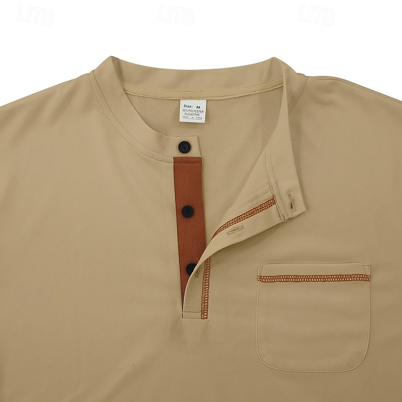 Per uomo Camicia da golf Golf Polo da golf Ufficio Informale Colletto alla coreana Manica corta Essenziale Moderno Color Block Collage Bottoni Estate Primavera Standard Nero Bianco Vino Blu marino del 2026 a $17.99 –P6