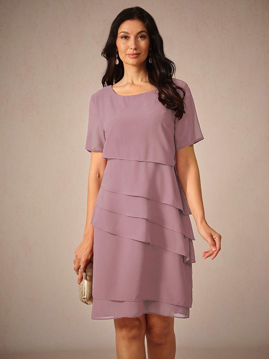 Pentru femei Rochie de lucru Rochie teacă Rochii din Șifon Modă Rochii Midi Multistratificat Stil Nautic Manșon scurt Simplu Potrivire Largă Roșu Vin Albastru piscină Trifoi Vară Primăvară S M L XL 2025 - $29.99 –P7
