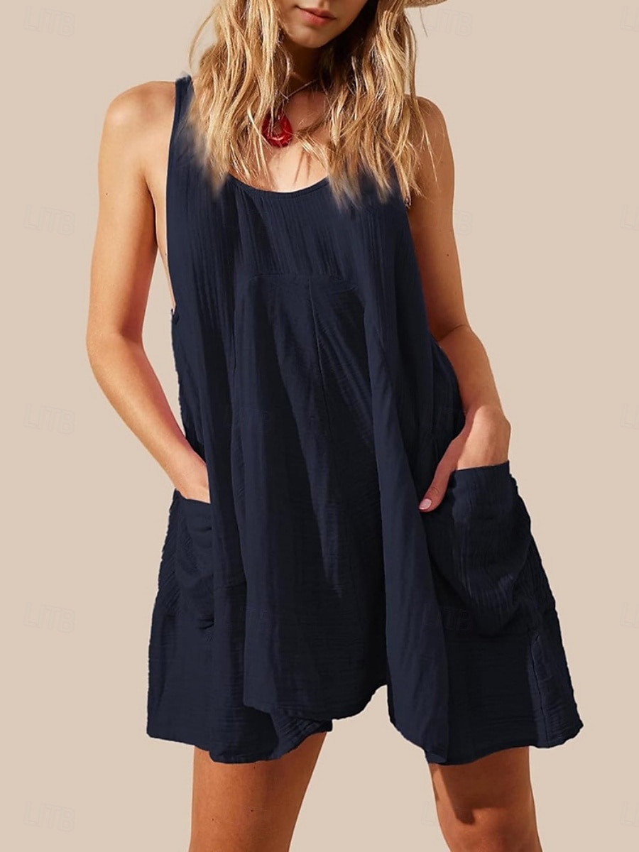 Women's Mini Dress Petite Dress Casual Dress Summer Dress Slip Dress Fashion Classic Modern Daily Beach Weekend Regular Fit Plain Sleeveless U Neck Black Navy Blue Blue Green Summer 2025 - $18.49 –P6