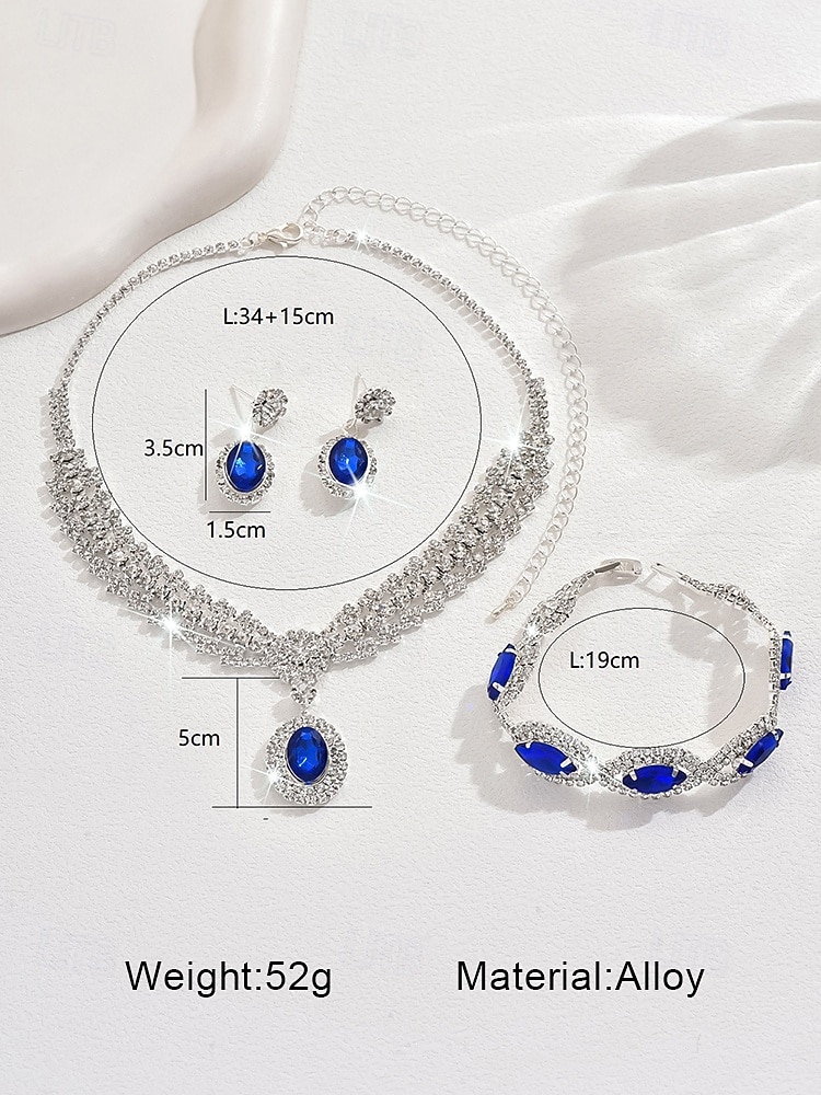 роскошный комплект украшений из зеленого хрусталя для женщин – элегантное ожерелье, браслет и серьги, свадебные аксессуары со стразами для вечеринок и официальных мероприятий 2026 - $11.99 –P6