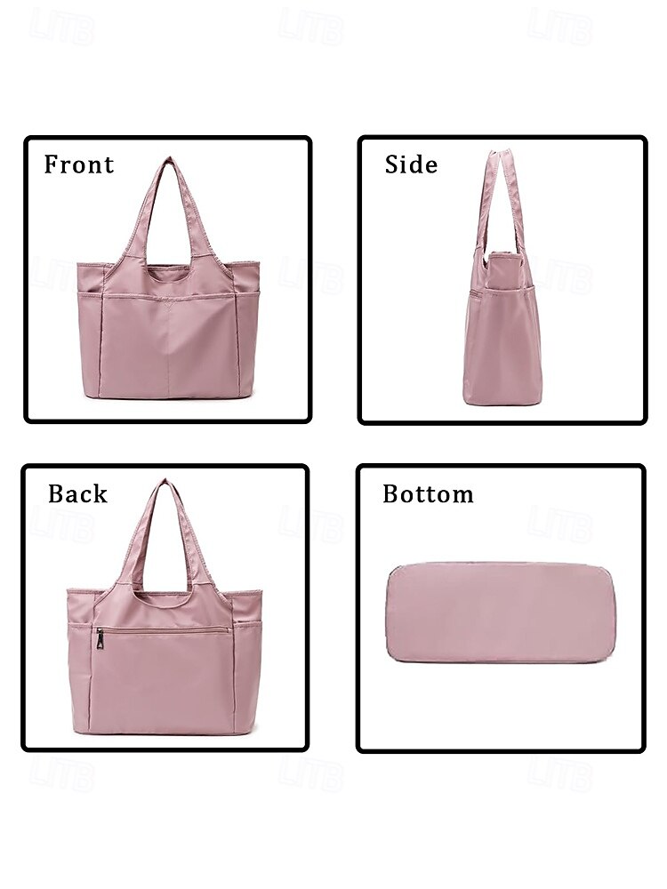 Women's Tote Shoulder Bags Canvas Nylon Shopping Casual Daily Zipper Multiple pockets Large Capacity Waterproof Solid Color Black Pink Blue 2026 - $26.99 –P5