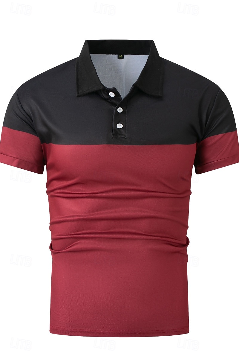 Men's Golf Shirt Golf Polos Shirts Work Business Lapel Short Sleeve Modern Comfortable Color Block Patchwork Buttons Summer Spring Regular Fit Wine Pinky Yellow Blue Green Light Sky Blue Golf Shirt 2025 - $17.99 –P16
