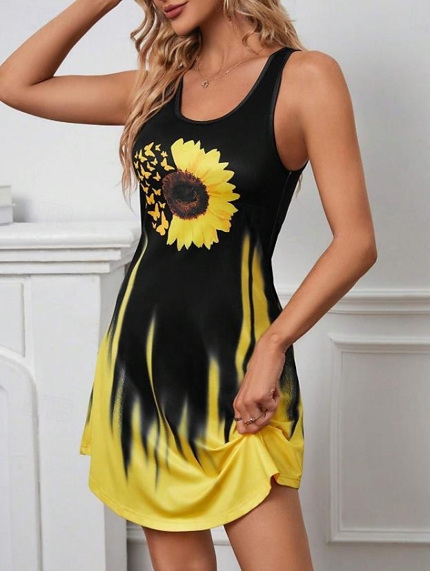 Women's Mini Dress A Line Dress Summer Dress Off The Shoulder Dress Vacation Casual Daily Loose Fit Graphic Letter Sleeveless U Neck Black Summer 2025 - $21.99 –P4