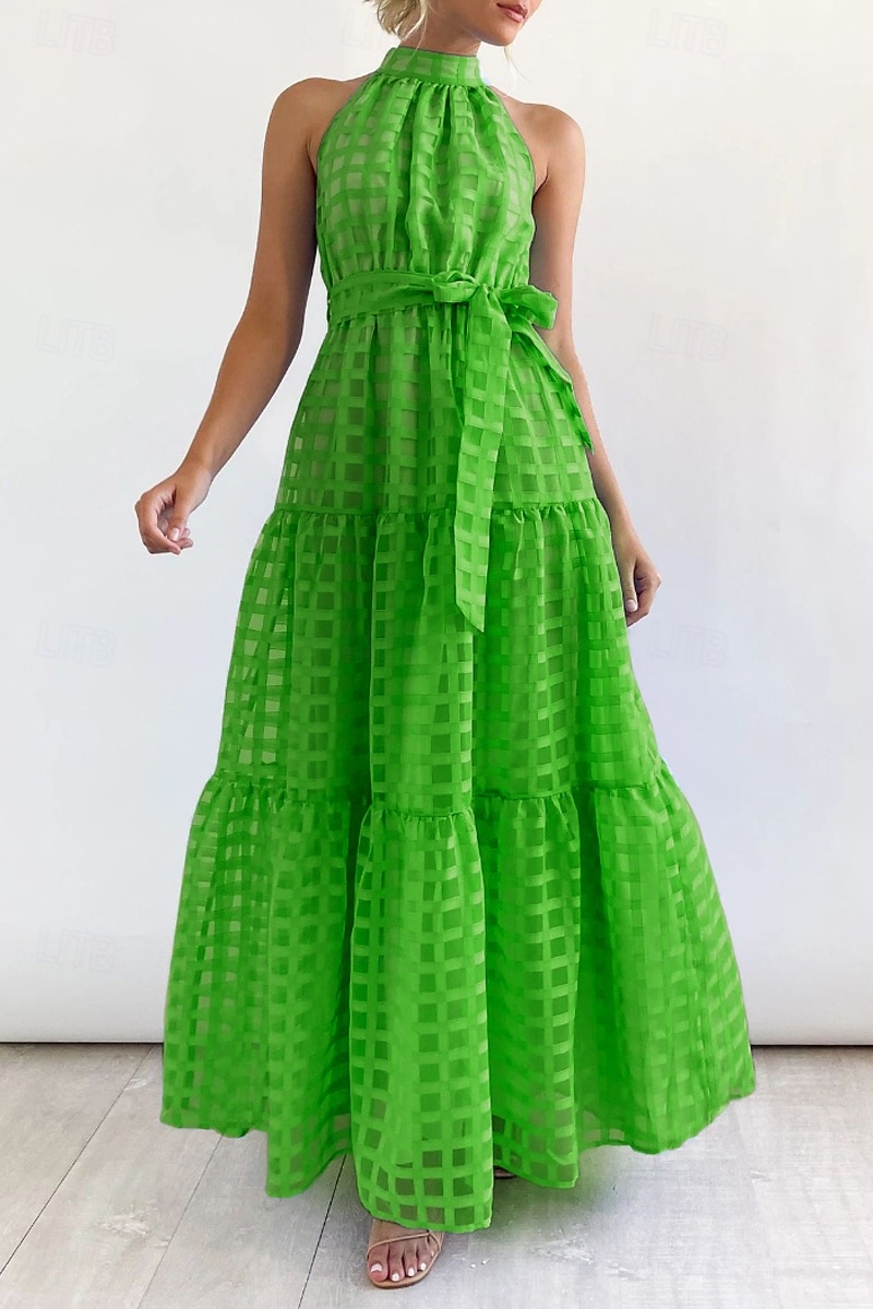 Femmes Robe Longue Maxi Robe Robe de remise des diplômes Robe à col licou Mode Moderne Fête Remise des Diplômes Date Coupe régulière Uni Sans manches Col Halter Cyan Noir Violet Claire Vert Été de 2025 ? $27.99 –P9