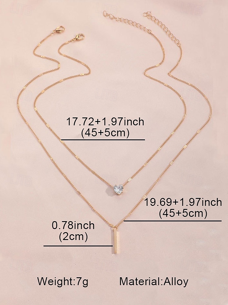 Women's exquisite water drop pendant double-layer gold tone necklace, elegant and simple style, suitable for fashion-conscious women to wear in casual and party occasions 2025 - $7.99 –P9