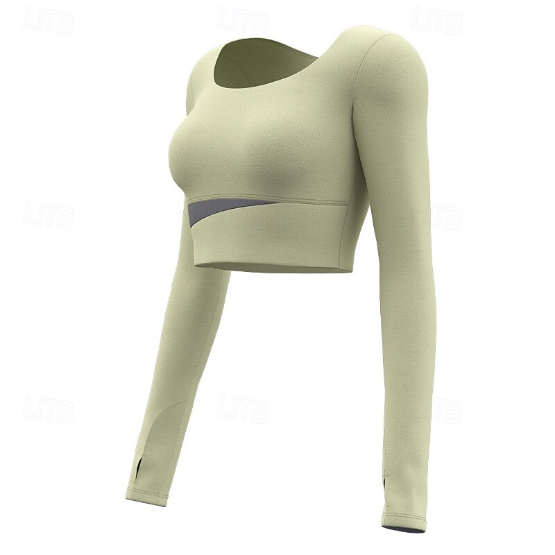 Tshirt de Yoga Femme Tee-shirt Top Encolure dégagée Patchwork Bloc de couleur Spandex Yoga Aptitude Fonctionnement manche longue Des sports Tenues de Sport Respirable Séchage rapide Poids Léger de 2025 ? $30.99 -P6