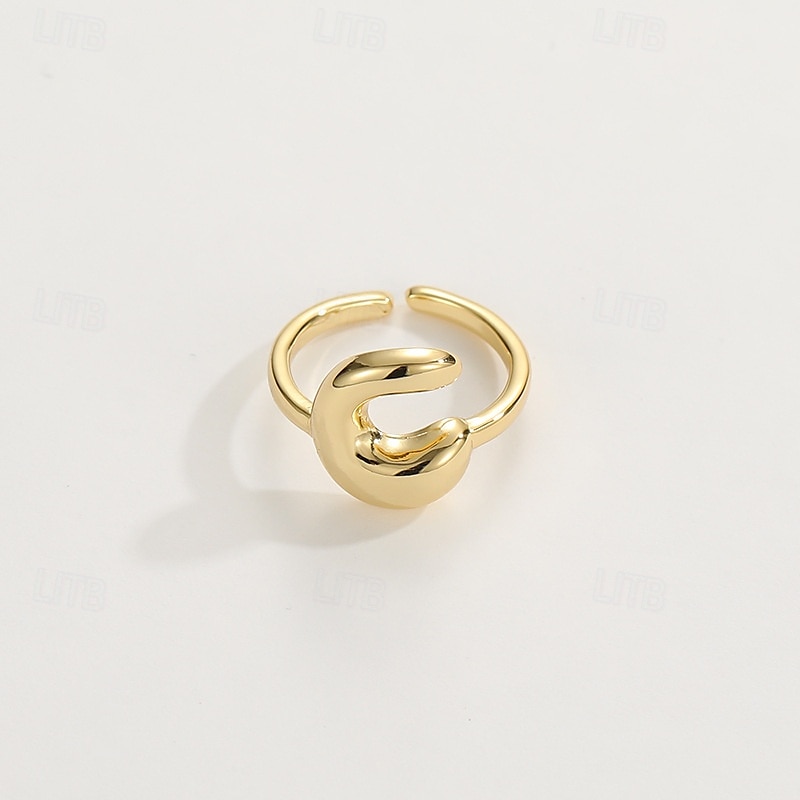 anello con lettera personalizzata, regalo per la mamma, anello con alfabeto regolabile placcato oro 18k, finitura liscia, anello iniziale a fascia aperta, gioielli eleganti per le donne del 2025 a $4.99 –P27