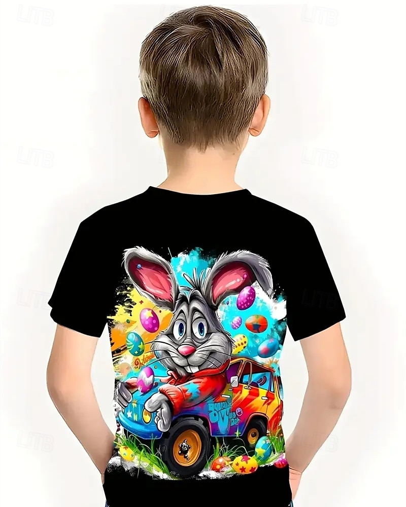 Para Meninos 3D Coelho Camisa Camiseta Manga Curta Verão Primavera Moda Básico Infantil 4-12 anos Gola Redonda Ao ar livre Casual Diário Normal de 2025 por $11.99 -P6