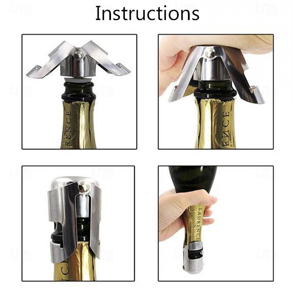 Stainless Steel Champagne Bottle Stopper Vacuum Sealed Sparkling Champagne Wine Bottle Saver Stopper Cap Bottle Opener Bar Tool Portable Stainless Latches Champagne Sparkling Wine Bottle Stopper 2026 - $9.99 –P13