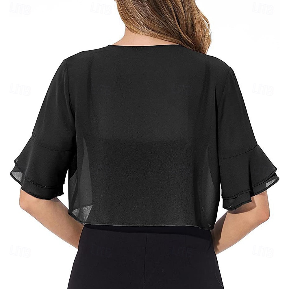 Damesomslag Elegant Mouwloos Chiffon Bruiloftsomslagen Met Pure Kleur Voor Feest Lente zomer 2025 - $11.99 –P2