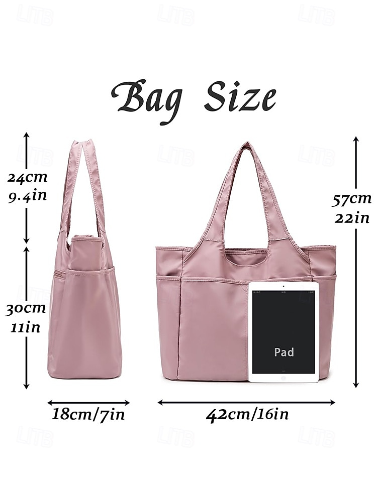 Women's Tote Shoulder Bags Canvas Nylon Shopping Casual Daily Zipper Multiple pockets Large Capacity Waterproof Solid Color Black Pink Blue 2026 - $26.99 –P6