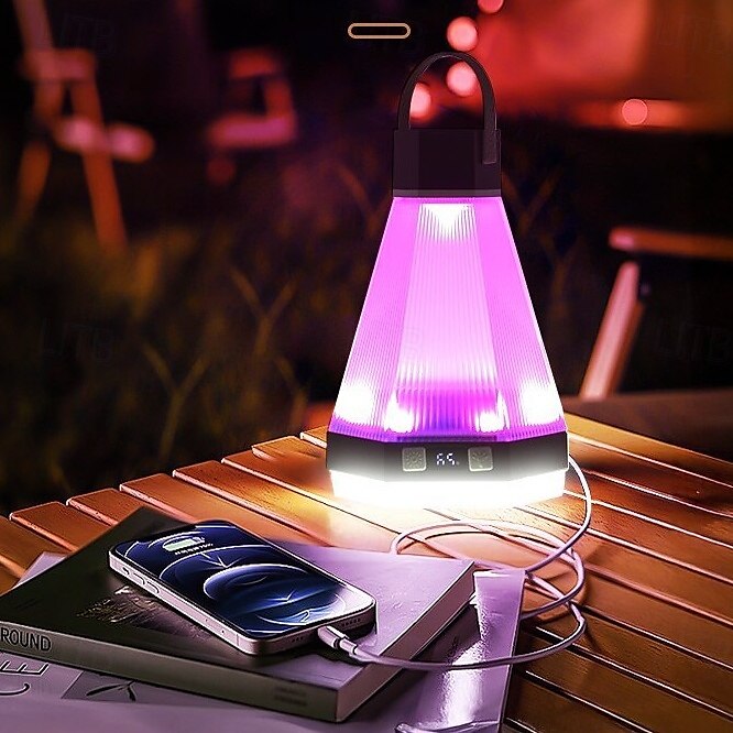 Luzes LED externas lanternas de acampamento com 6 modos de luz tipo C lâmpada de mão à prova d'água para acampamento caminhadas quedas de energia 1 unidade (preto/verde) de 2025 por $32.99 –P6