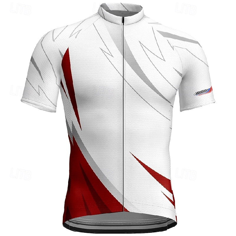 Męskie Koszulka rowerowa Geometryczny Krótki rękaw Rower Tee Tshirt Dżersej z 3 tylnymi kieszeniami Kolarstwo górskie Szybkie wysychanie Anatomiczny kształt Odprowadzające wilgoć Oddychający Sport 2026 - $30.99 –P16