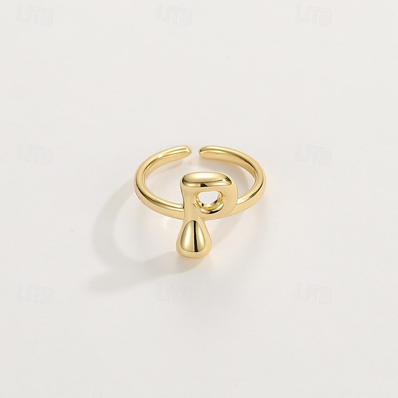 anello con lettera personalizzata, regalo per la mamma, anello con alfabeto regolabile placcato oro 18k, finitura liscia, anello iniziale a fascia aperta, gioielli eleganti per le donne del 2025 a $4.99 –P24