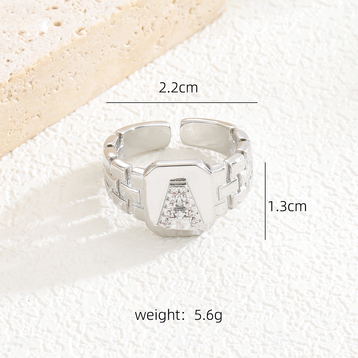 Personalized Letter Ring, Gift for Mom, Copper with Zircon Alphabet Ring, Vintage-Style Chain Design, Adjustable Open Band, Minimalist Aesthetic Jewelry for Women 2025 - $4.99 –P4