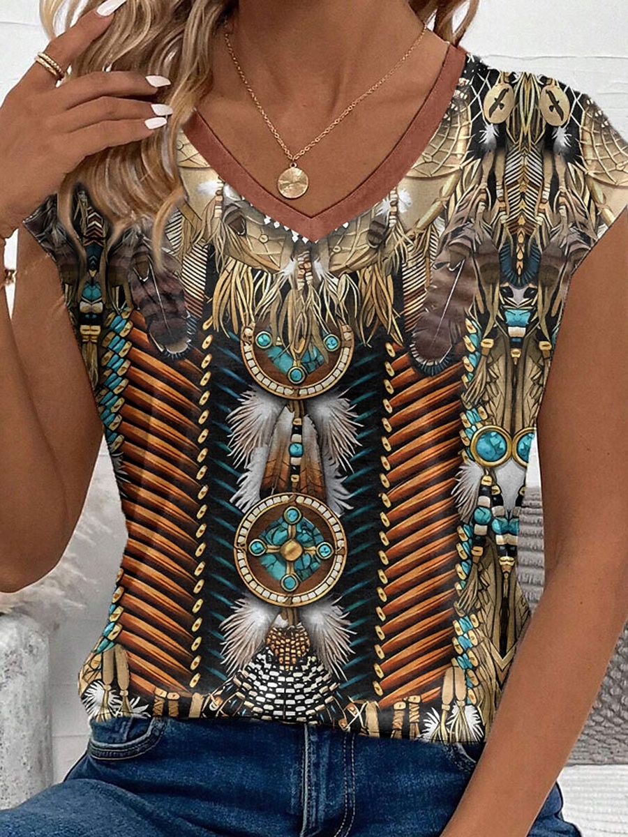 Påske Kvinne Camisole Tank Top Grafisk Dyr Paisley Stilig Uformell Uten ermer V-hals Vanlige topper Daglig Trykk Brun Sommer 2025 - $17.99 –P3