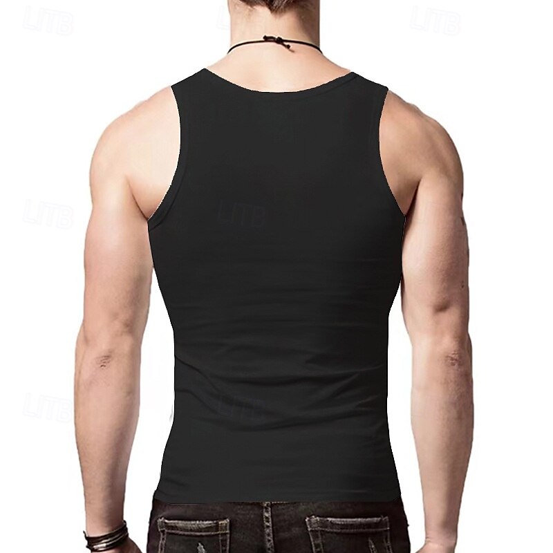 Homens Malha Íntima Top de colete Camiseta Interior camisa sem manga Sem Manga Gola Redonda Verão Tecido Moda Designer Básico Clássico Férias Rua Para Noite Preto Branco Vinho Top Tee para Homens de 2025 por $11.99 –P6