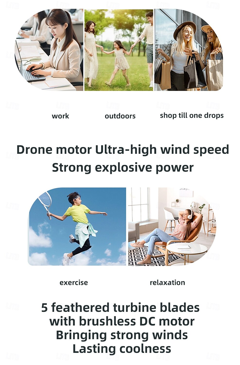 2025年 ポータブルハイスピードファン、超強風、1-100無段階風速、LEDデジタルディスプレイ、スマートタッチコントロール、紛失防止ランヤード コレクション – $29.99 –P8
