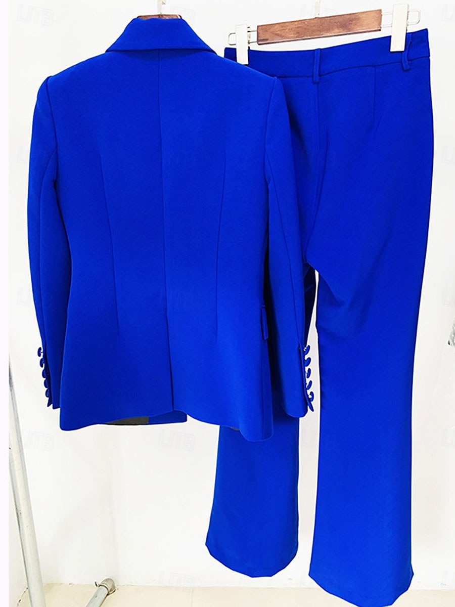 Pantalonpak Moeder van de Bruid Elegante Simpele Overhemdkraag Vloerlengte Katoenmix Lange Mouw met Effen Kleur 2025 - $139.99 –P9