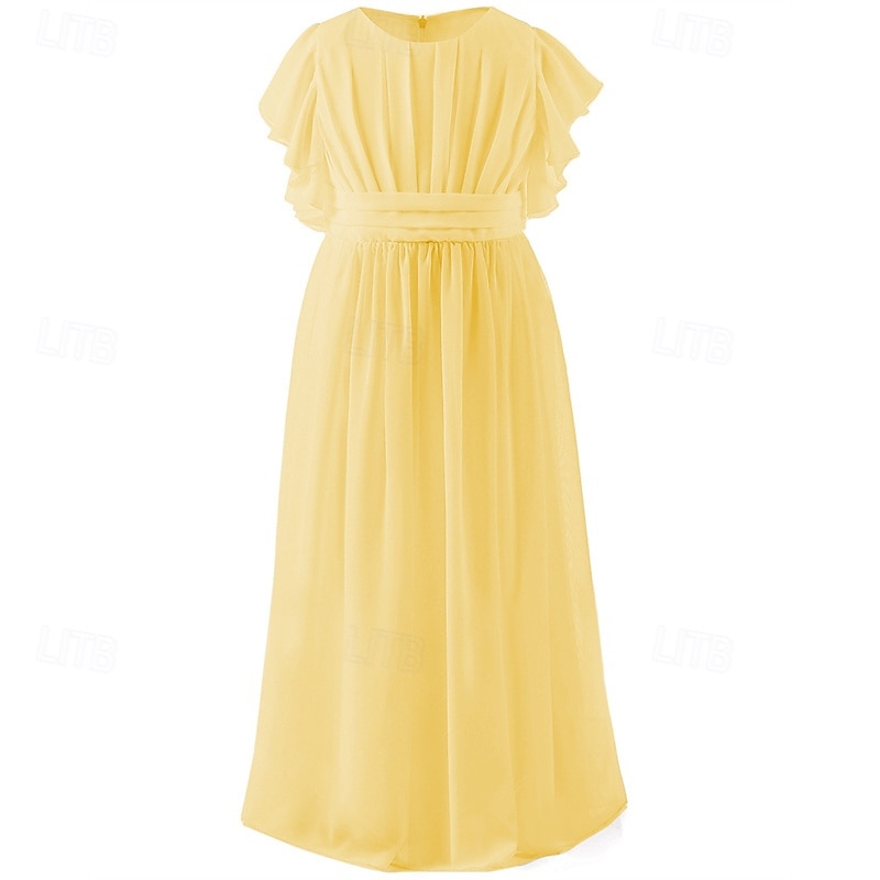 Robe de Demoiselle d'Honneur Fille enfants Fille Robe de soirée Robe de princesse Utilisation Mariage Soirée Elégant Magnifique Couleur unie Sans Manches Col Ras du Cou Rouge vin Noir 4 ans et + de 2026 ? $42.99 –P8