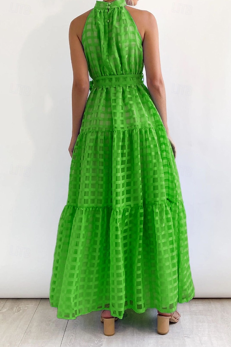 Femmes Robe Longue Maxi Robe Robe de remise des diplômes Robe à col licou Mode Moderne Fête Remise des Diplômes Date Coupe régulière Uni Sans manches Col Halter Cyan Noir Violet Claire Vert Été de 2025 ? $27.99 –P11