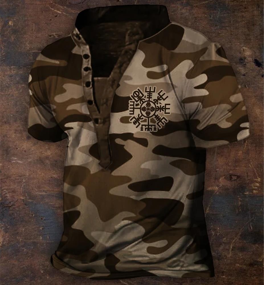 Pánské Kamuflážní barva Tričko Tričko Henley Trička Krátký rukáv Designové Základní Klasické Venkovní Denní Sport Léto Tmavěhnědá Modrá Zelená Henley Tričko Henley 2025 - $21.99 –P3