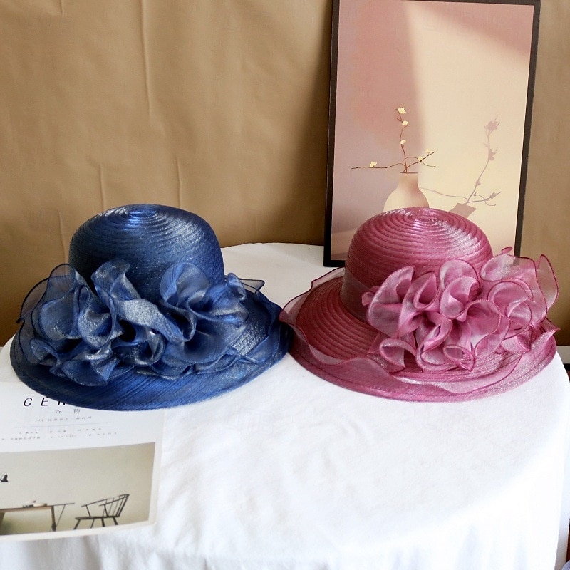 Elegante Retro Antiguo derby Tocados Sombreros Sombrero de iglesia Dama Aristócrata Disfraz Mujer día de San Valentín derby Fiesta de Boda Pañuelo Adulto Sombrero Primavera verano 2026 - $27.99 –P10