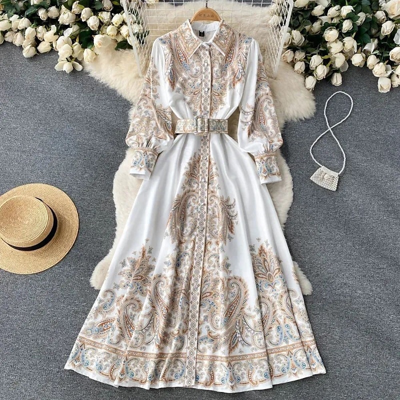 Női Midi ruha Boho ruha Divat Szabadság Alkalmi Hétvége Normál Virág Hosszú ujj Állógallér Fekete Medence Sárgabarack Nyár 2025 - $31.99 –P11