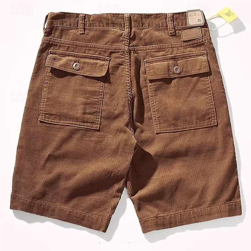 Hombre Pantalón Corto Cargo Pantalones cortos casuales Pantalones cortos de pana Botones Multi bolsillo Pierna recta Plano Transpirable Dispersor de humedad Longitud de la rodilla Exterior Casual 2025 - $23.99 –P6