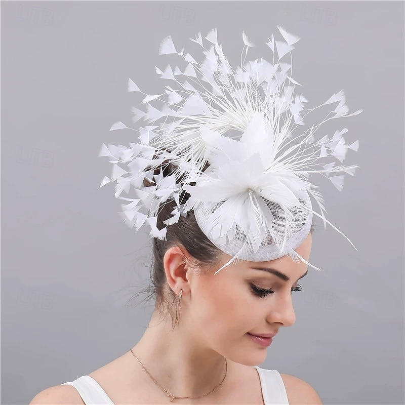 accessoire Imitation Lin Plumes Mariage Soirée Élégant Mariage Avec Plume Casque Couvre-chef de 2025 ? $27.99 –P1
